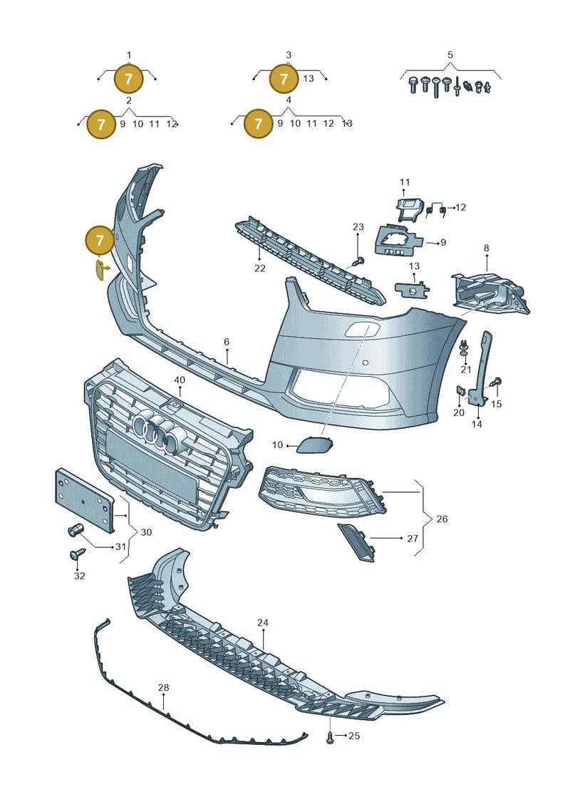 8XA807241AGRU — Audi A1 Sportback (2014-2018) diagram 792807200, position 7