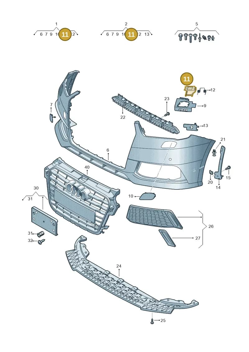 8XA807563A — Audi A1 Sportback (2014-2018) diagram 792807300, position 11