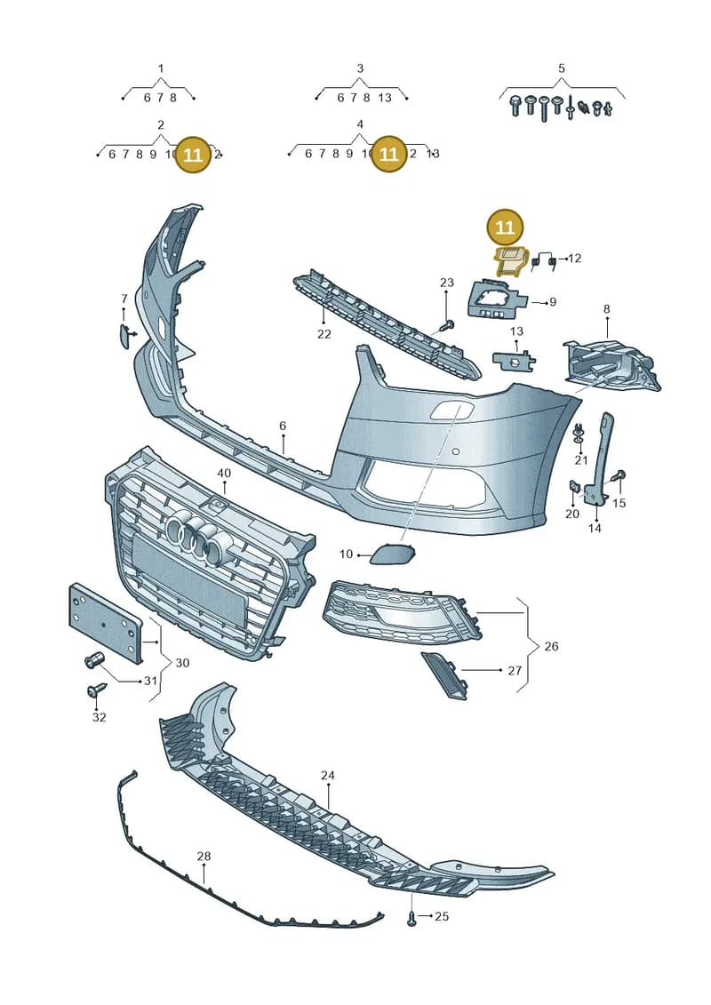 8XA807563A — Audi A1 Sportback (2014-2018) diagram 792807200, position 11