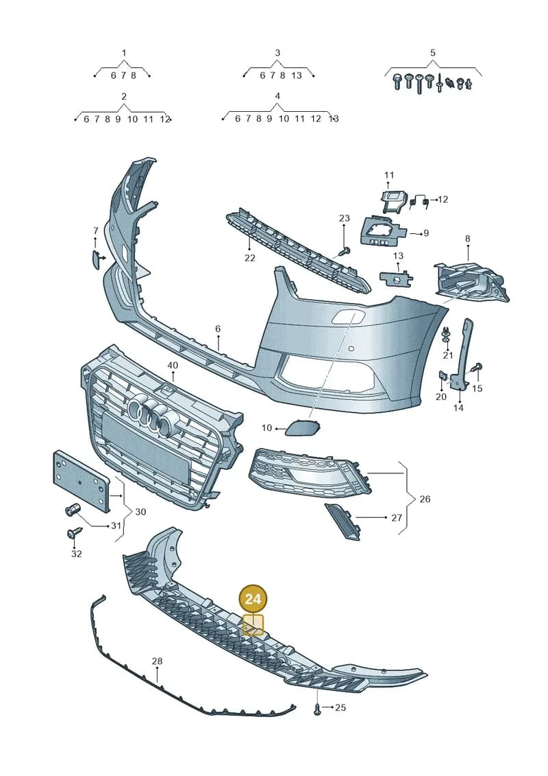 8XA807611A — Audi A1 Sportback (2014-2018) diagram 792807200, position 24