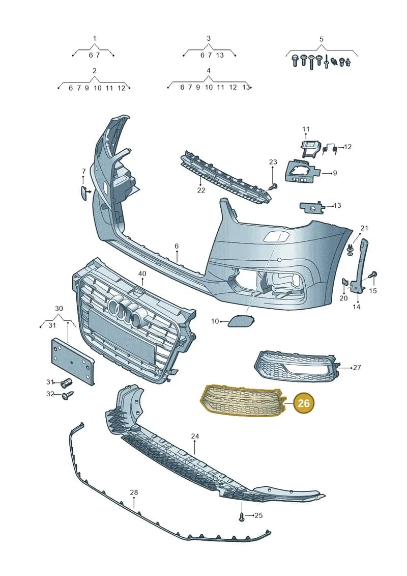 8XA807682B9B9 — Audi A1 Sportback (2014-2018) diagram 792807100, position 26