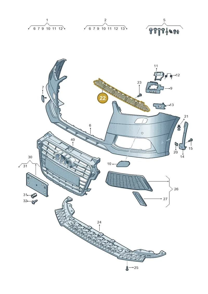 8XA807683A — Audi A1 Sportback (2014-2018) diagram 792807300, position 22