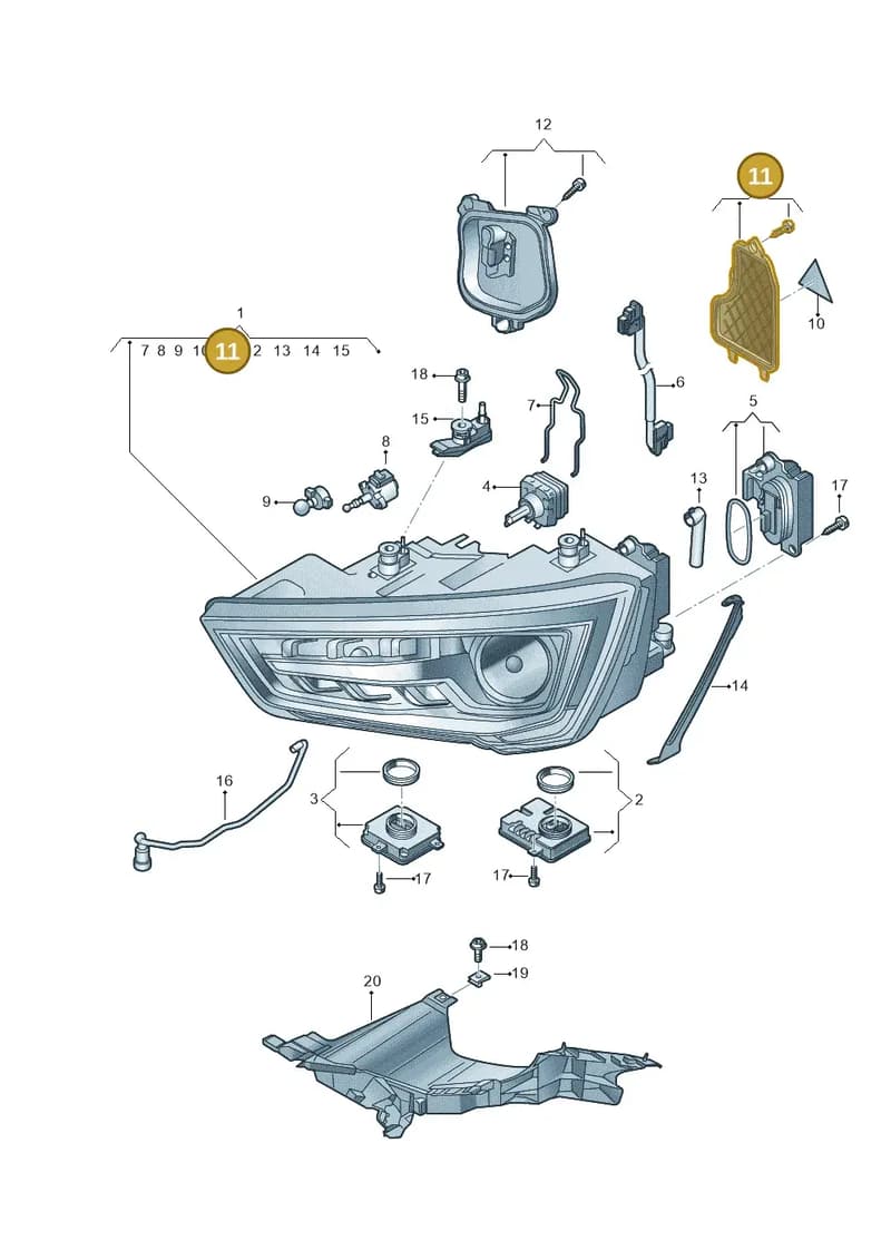 8XA941158 — Audi A1 Sportback (2014-2018) diagram 792941050, position 11