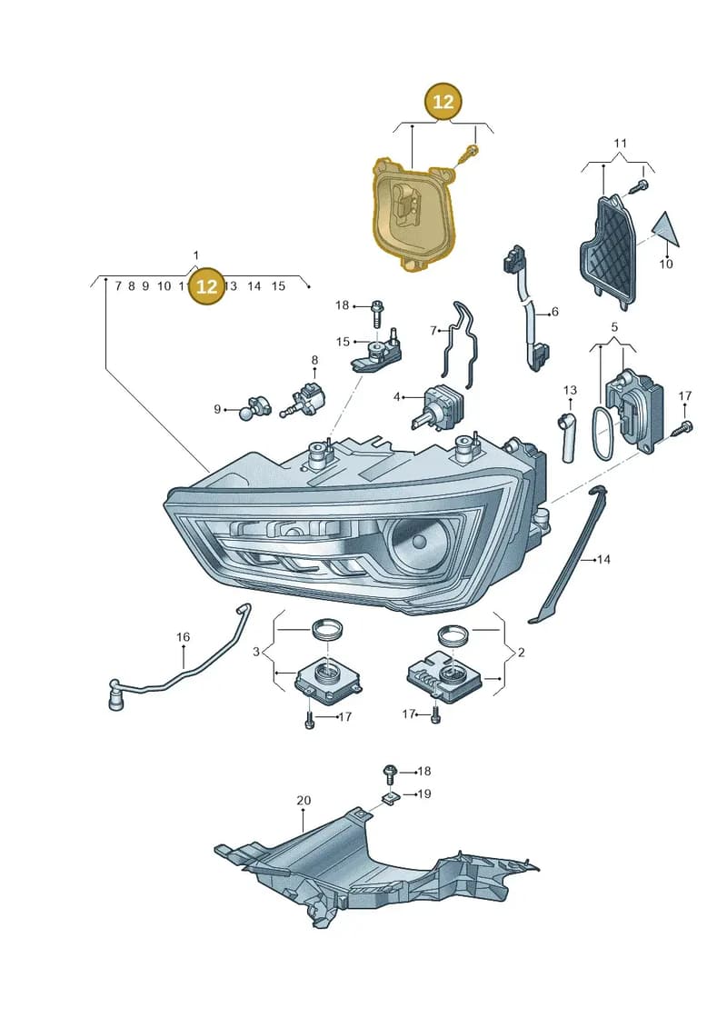 8XA941158A — Audi A1 Sportback (2014-2018) diagram 792941050, position 12