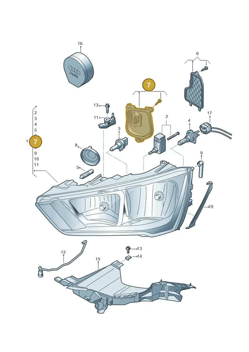 8XA941159A — Audi A1 Sportback (2014-2018) diagram 792941000, position 7