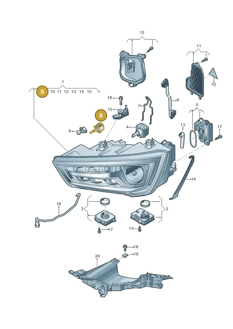 8XA941293 — Audi A1 Sportback (2014-2018) diagram 792941050, position 8