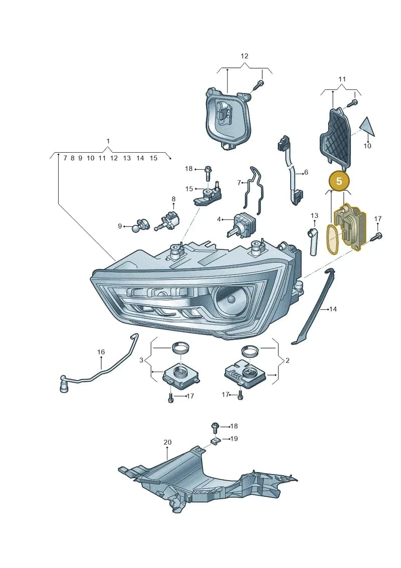 8XA941476 — Audi A1 Sportback (2014-2018) diagram 792941050, position 5