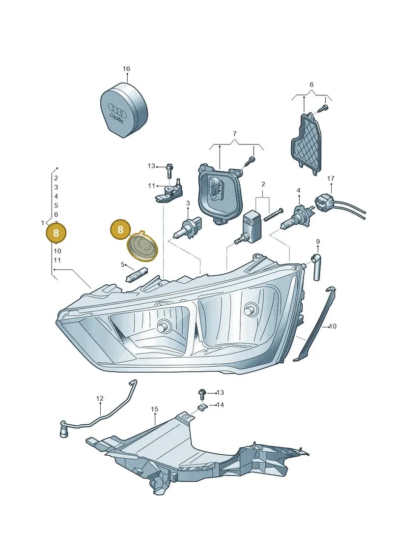 8XA941607 — Audi A1 Sportback (2014-2018) diagram 792941000, position 8
