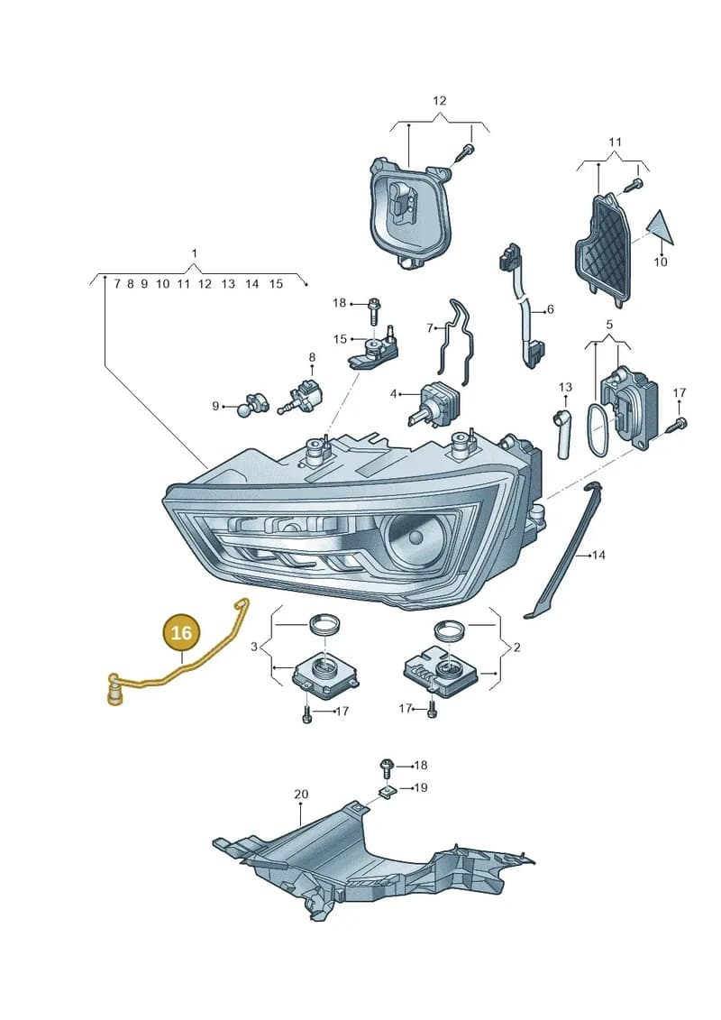 8XA941717A — Audi A1 Sportback (2014-2018) diagram 792941050, position 16