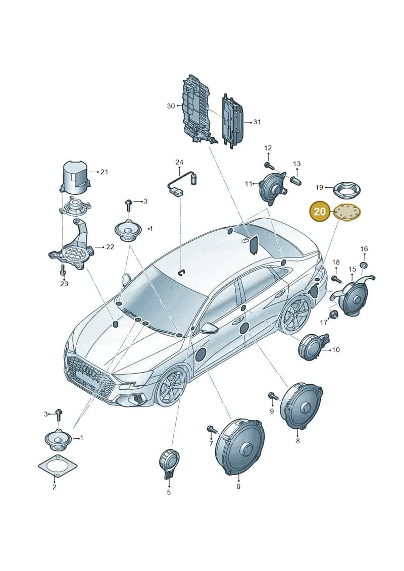 8Y0035559 — Audi A3 Sportback (2019-2025) diagram 596035370, position 20
