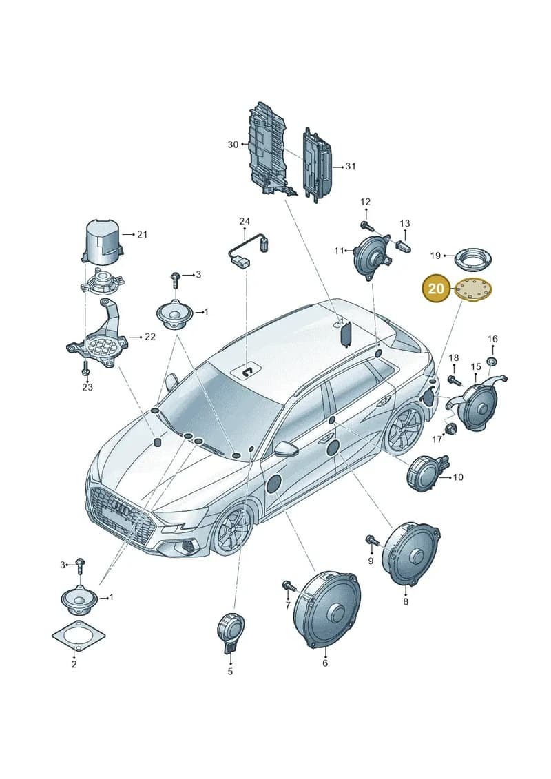 8Y0035559 — Audi A3 Sportback (2019-2025) diagram 596036360, position 20