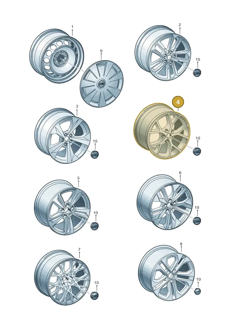 8Y0601025CA — Audi A3 Sportback (2019-2025) diagram 596601300, position 4