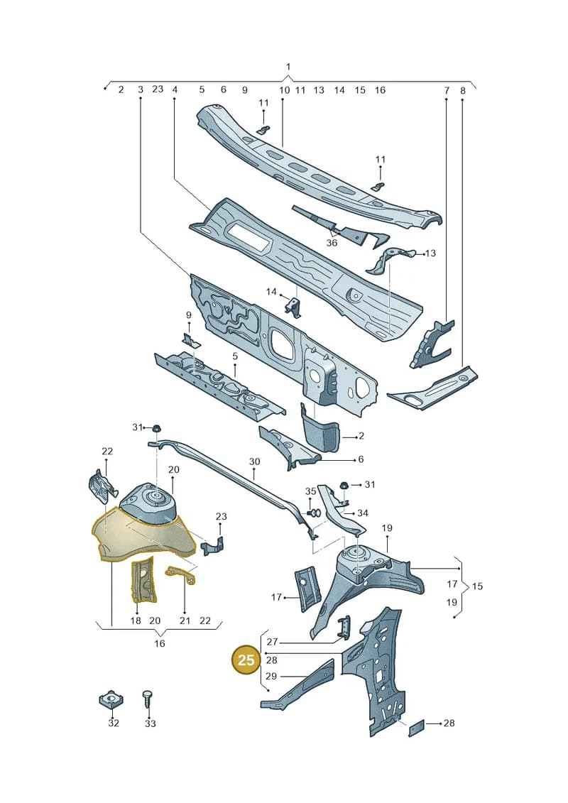8Y0802124 — Audi A3 Sportback (2019-2025) diagram 596805500, position 25