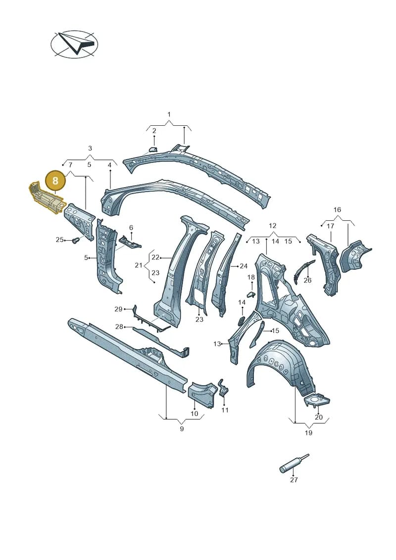 8Y0805030 — Audi A3 Sportback (2019-2025) diagram 596809000, position 8