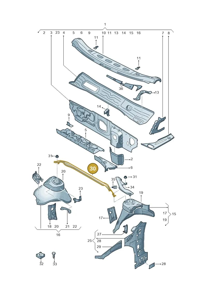 8Y0806239 — Audi A3 Sportback (2019-2025) diagram 596805500, position 30