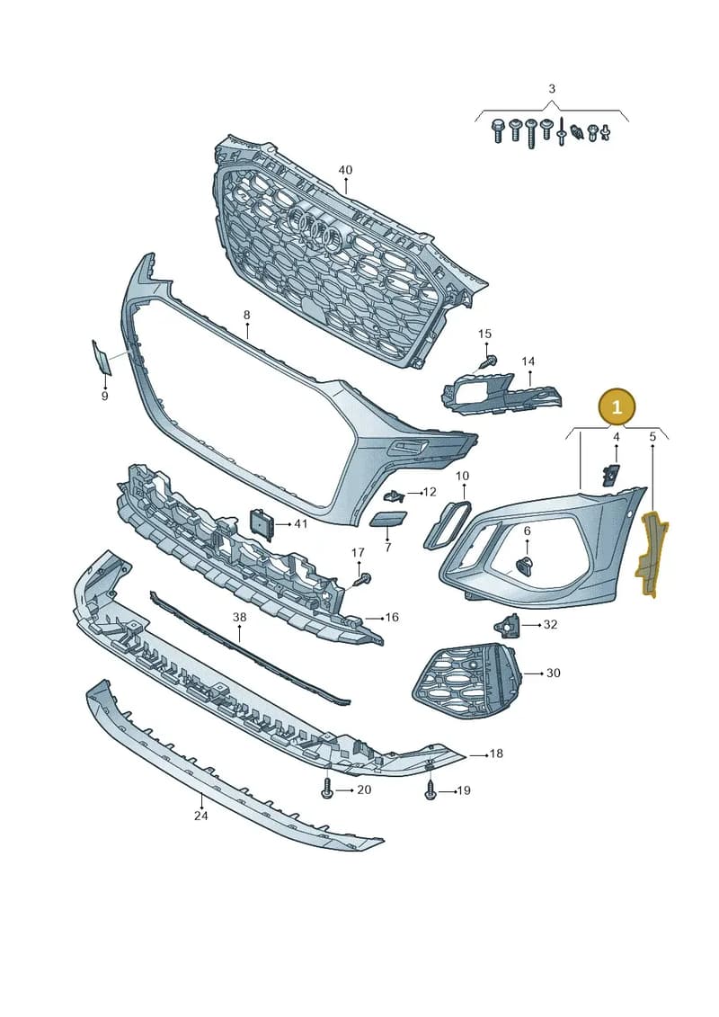 8Y0807107GRU — Audi A3 Sportback (2019-2025) diagram 596807400, position 1
