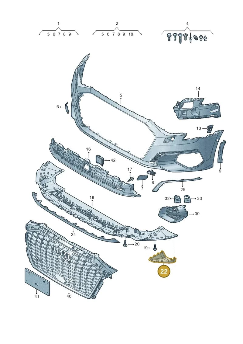8Y0807606 — Audi A3 Sportback (2019-2025) diagram 596807100, position 22