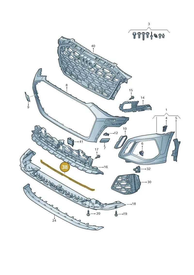 8Y08079599B9 — Audi A3 Sportback (2019-2025) diagram 596807400, position 38