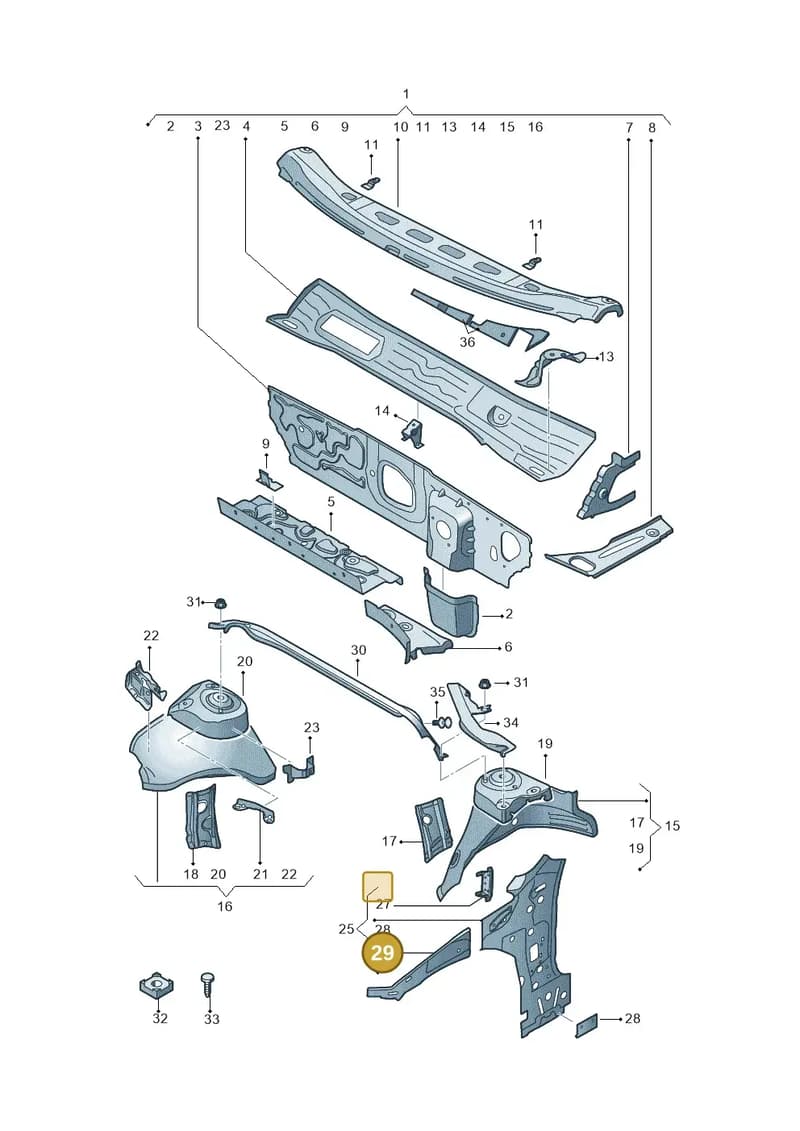 8Y0809148B — Audi A3 Sportback (2019-2025) diagram 596805500, position 29