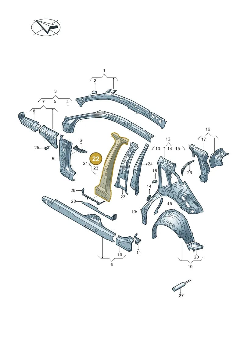 8Y0809223A — Audi A3 Sportback (2019-2025) diagram 596809000, position 22