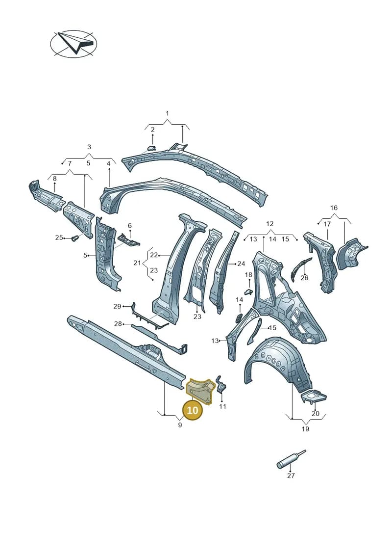 8Y0809415 — Audi A3 Sportback (2019-2025) diagram 596809000, position 10