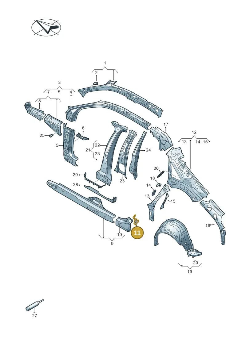 8Y0809697 — Audi A3 Sportback (2019-2025) diagram 596809010, position 11