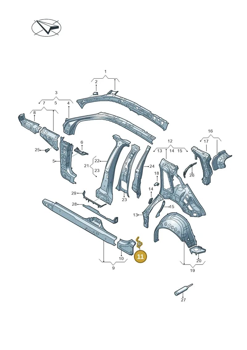 8Y0809697 — Audi A3 Sportback (2019-2025) diagram 596809000, position 11