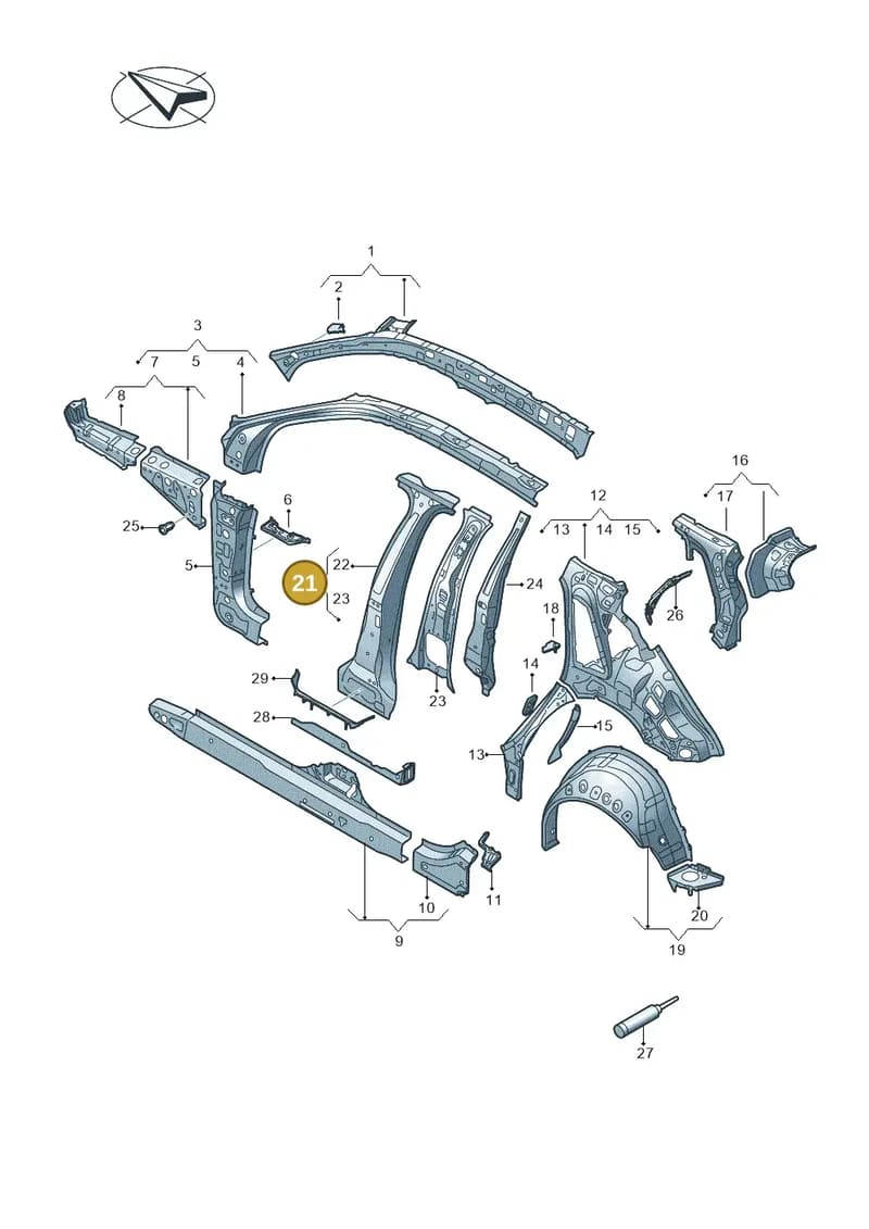 8Y0810073 — Audi A3 Sportback (2019-2025) diagram 596809000, position 21