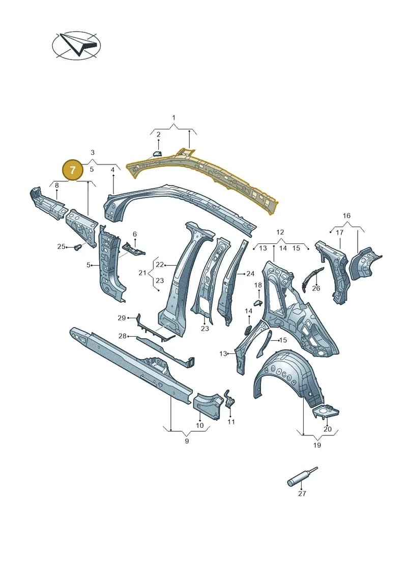 8Y0810136B — Audi A3 Sportback (2019-2025) diagram 596809000, position 7