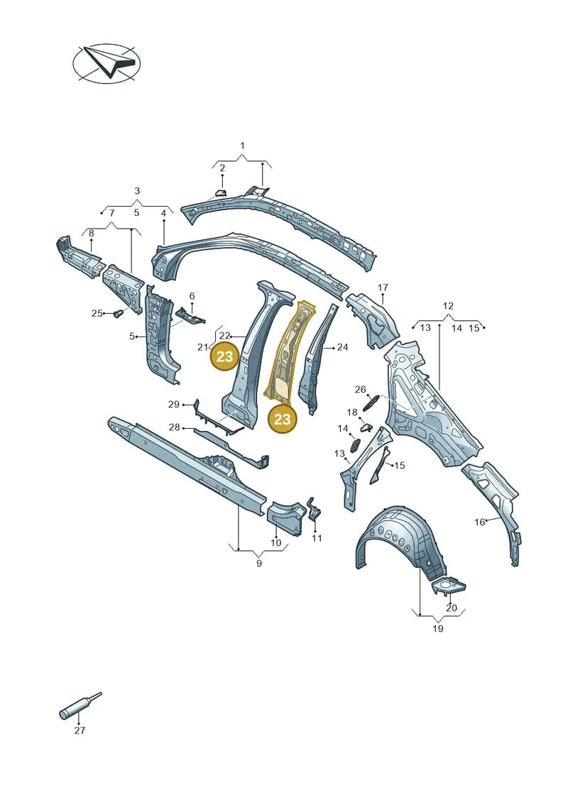 8Y0810199 — Audi A3 Sportback (2019-2025) diagram 596809010, position 23