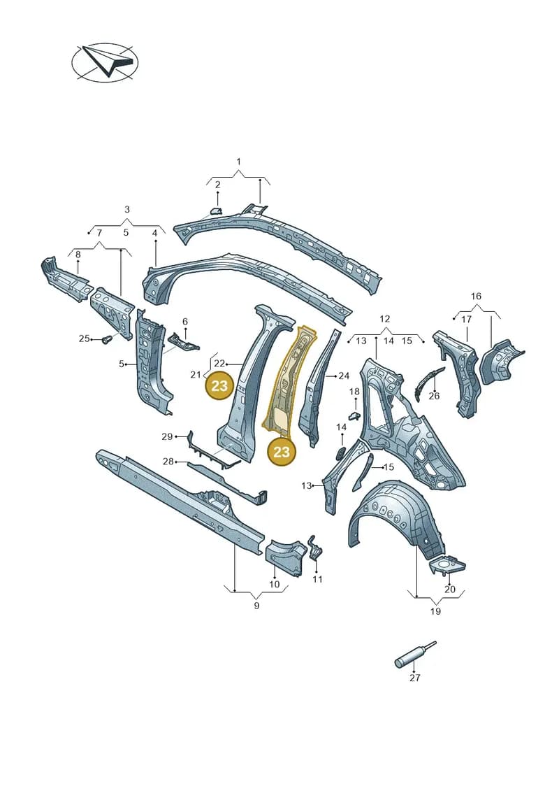 8Y0810199 — Audi A3 Sportback (2019-2025) diagram 596809000, position 23