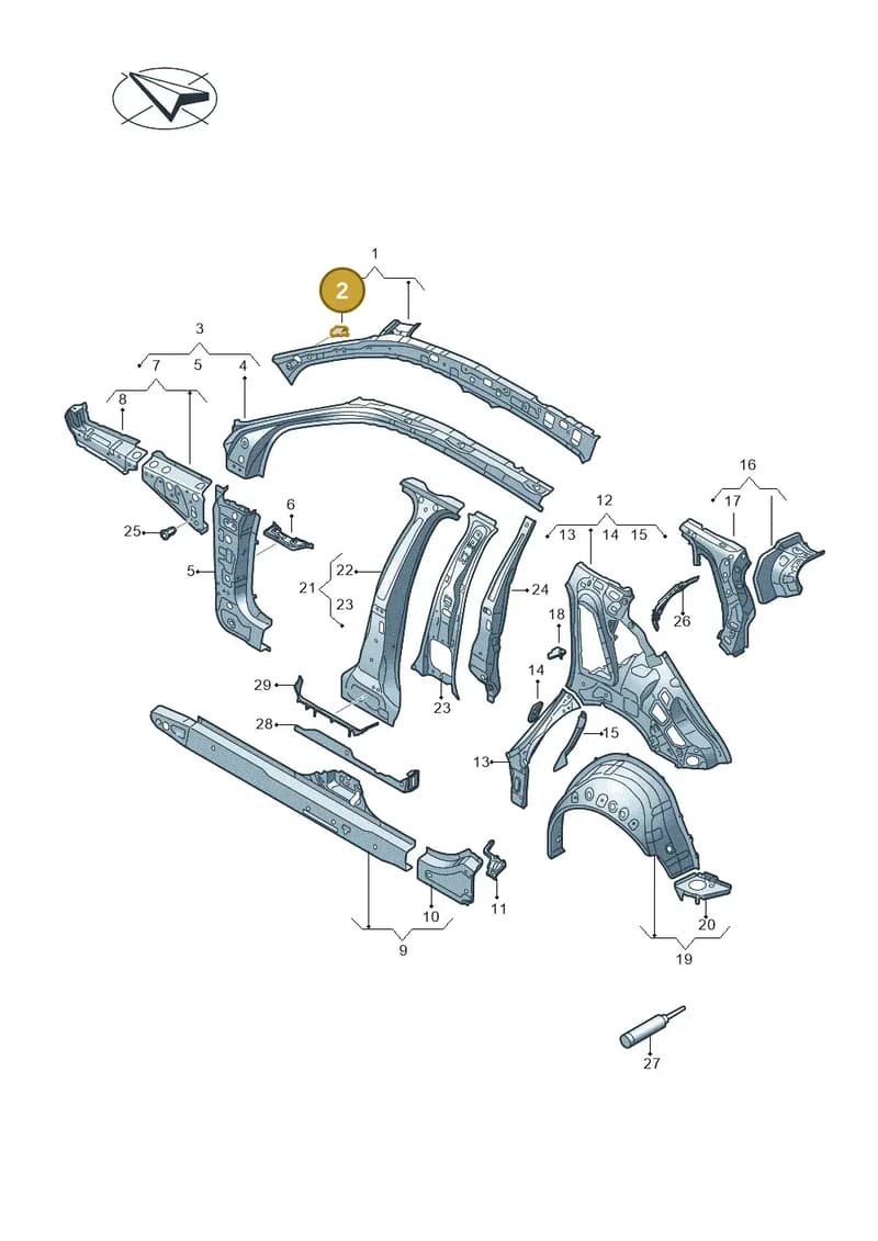 8Y0810375 — Audi A3 Sportback (2019-2025) diagram 596809000, position 2