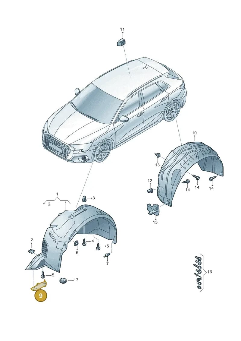 8Y0821145 — Audi A3 Sportback (2019-2025) diagram 596821500, position 9