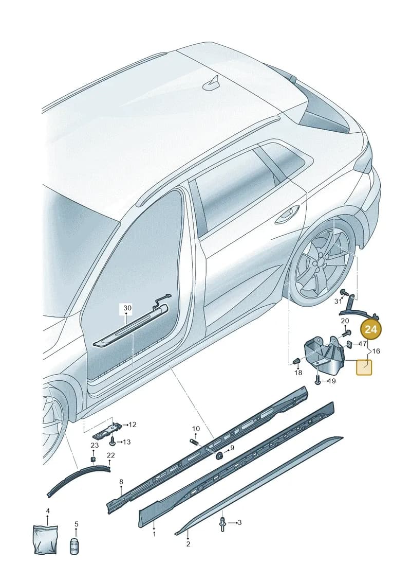 8Y0853818A — Audi A3 Sportback (2019-2025) diagram 596853075, position 24