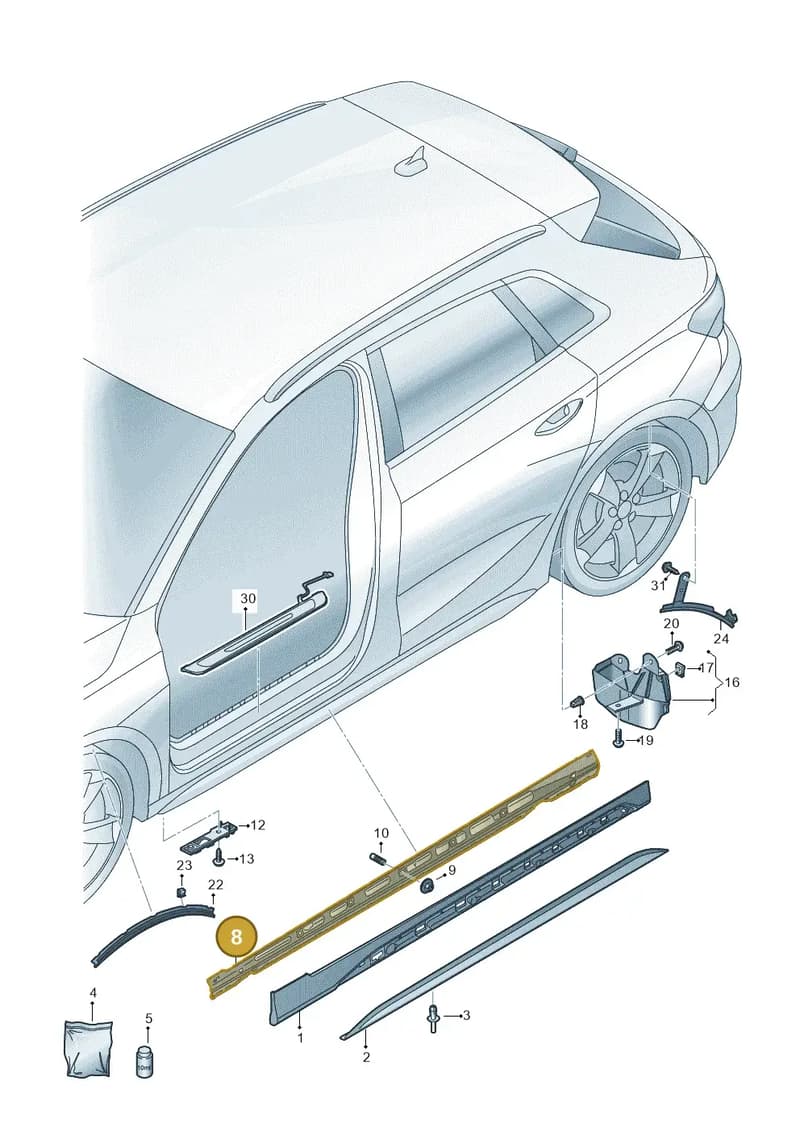 8Y0854536A — Audi A3 Sportback (2019-2025) diagram 596853075, position 8