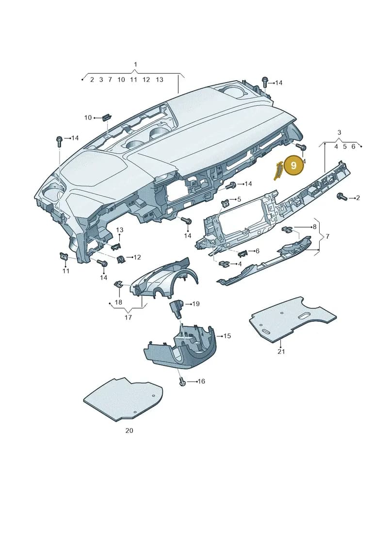 8Y0857155 — Audi A3 Sportback (2019-2025) diagram 596857100, position 9