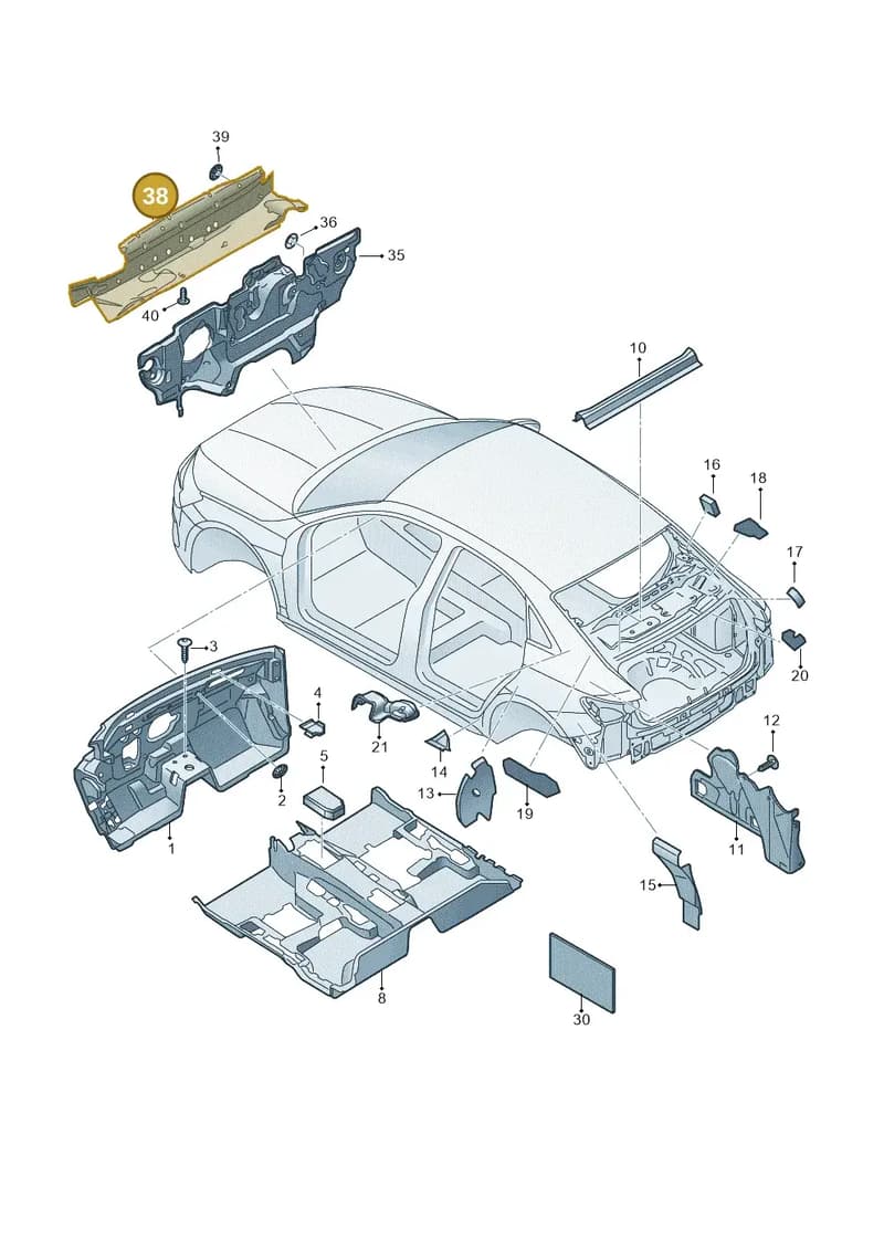 8Y0863993 — Audi A3 Sportback (2019-2025) diagram 596863200, position 38