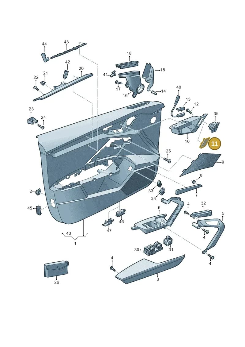 8Y08674434PK — Audi A3 Sportback (2019-2025) diagram 596867000, position 11