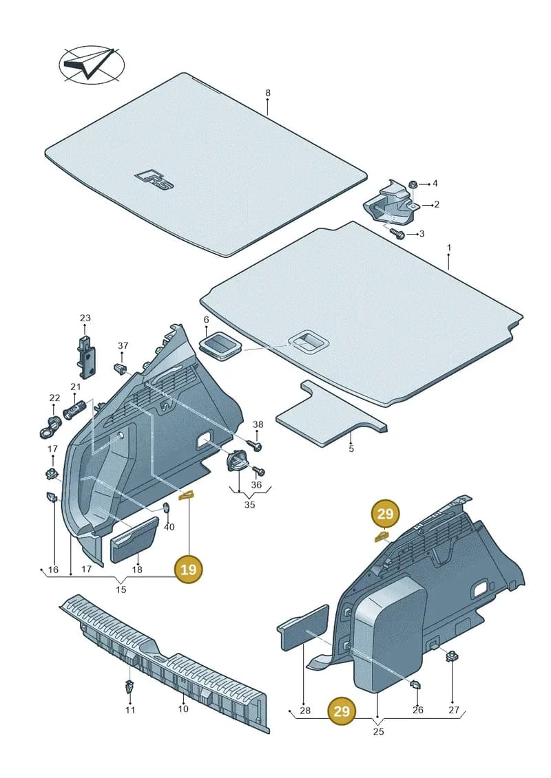 8Y0869151 — Audi A3 Sportback (2019-2025) diagram 596863800, position 19+29