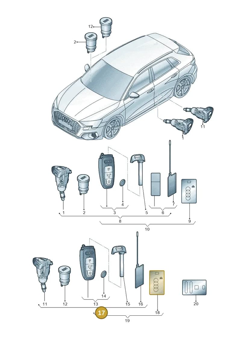 8Y0898374EAIF — Audi A3 Sportback (2019-2025) diagram 596837010, position 17