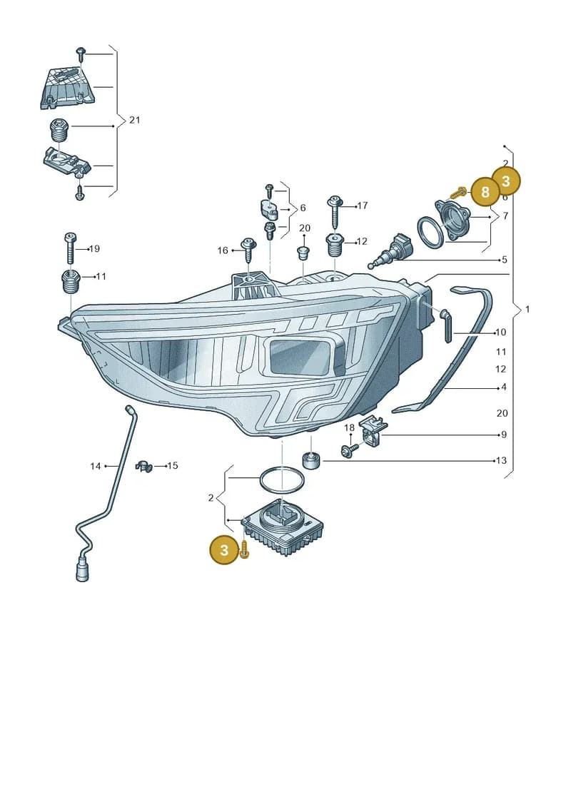 8Y0941099 — Audi A3 Sportback (2019-2025) diagram 596941050, position 3+8