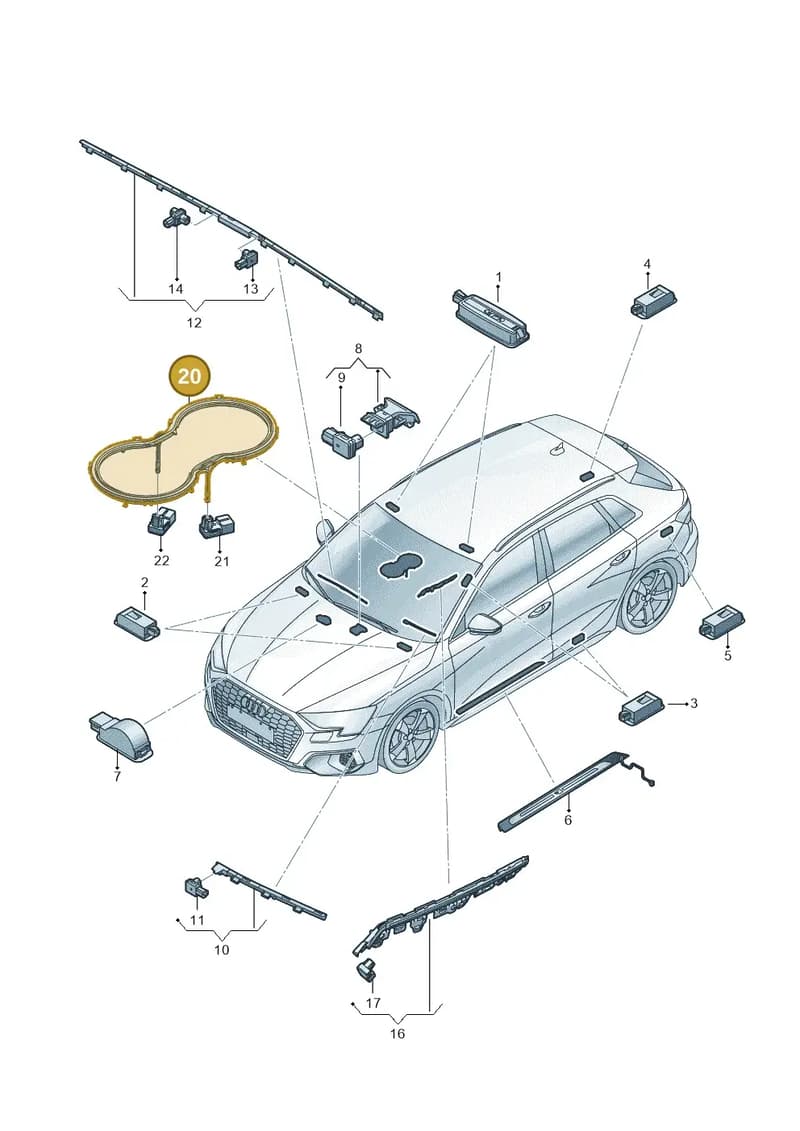 8Y0947157 — Audi A3 Sportback (2019-2025) diagram 596947100, position 20