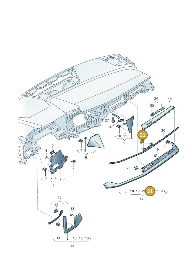 8Y0947355N — Audi A3 Sportback (2019-2025) diagram 596857170, position 21