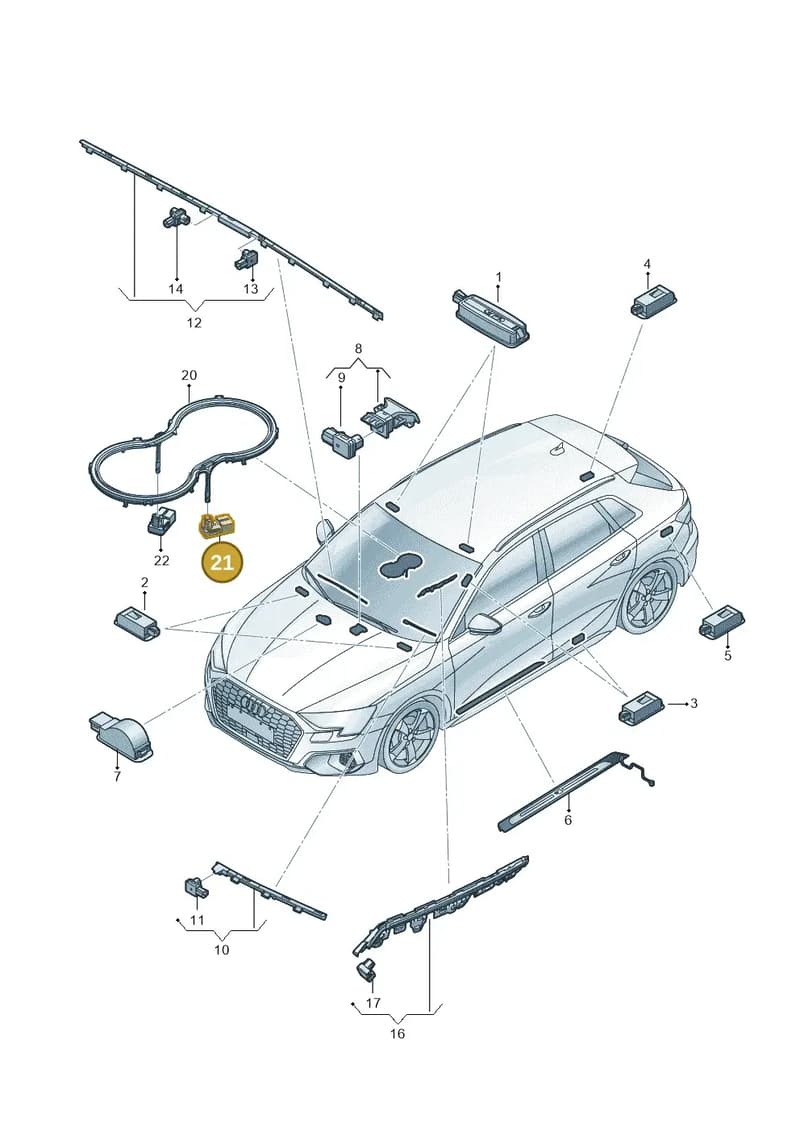 8Y0947355Q — Audi A3 Sportback (2019-2025) diagram 596947100, position 21