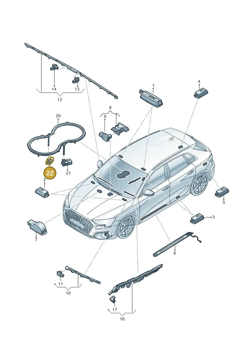 8Y0947355R — Audi A3 Sportback (2019-2025) diagram 596947100, position 22