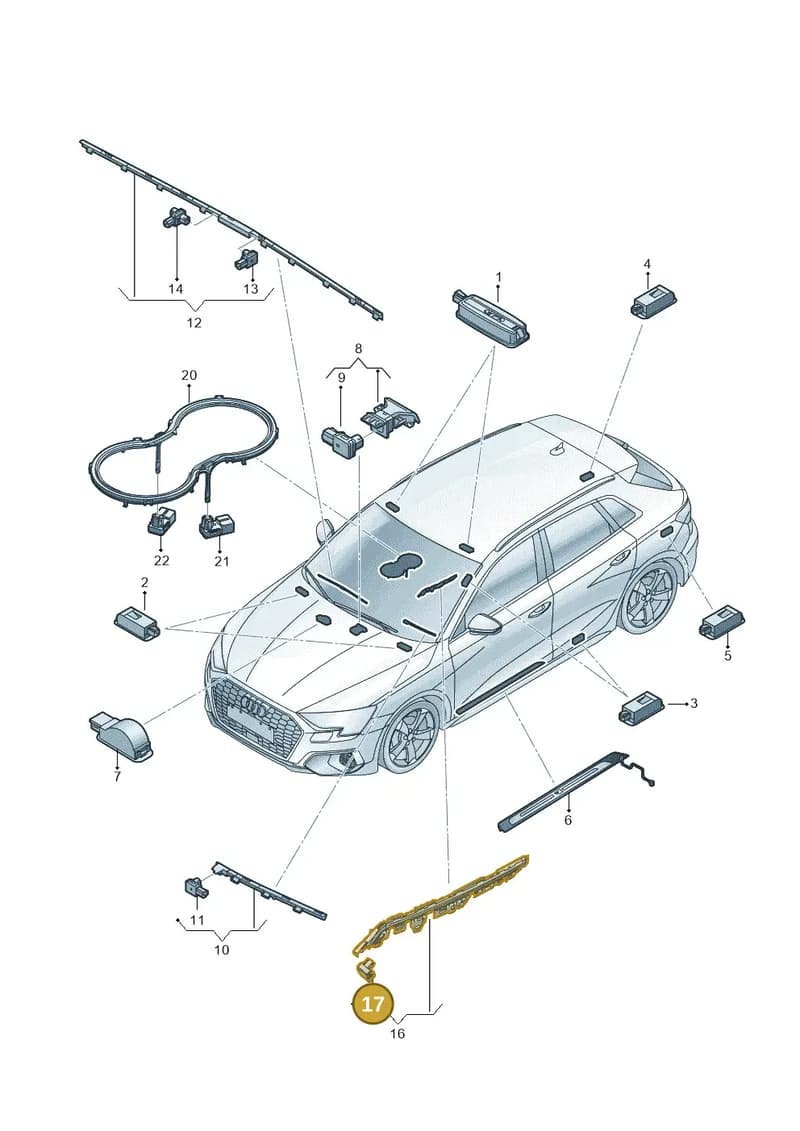 8Y0947355T — Audi A3 Sportback (2019-2025) diagram 596947100, position 17