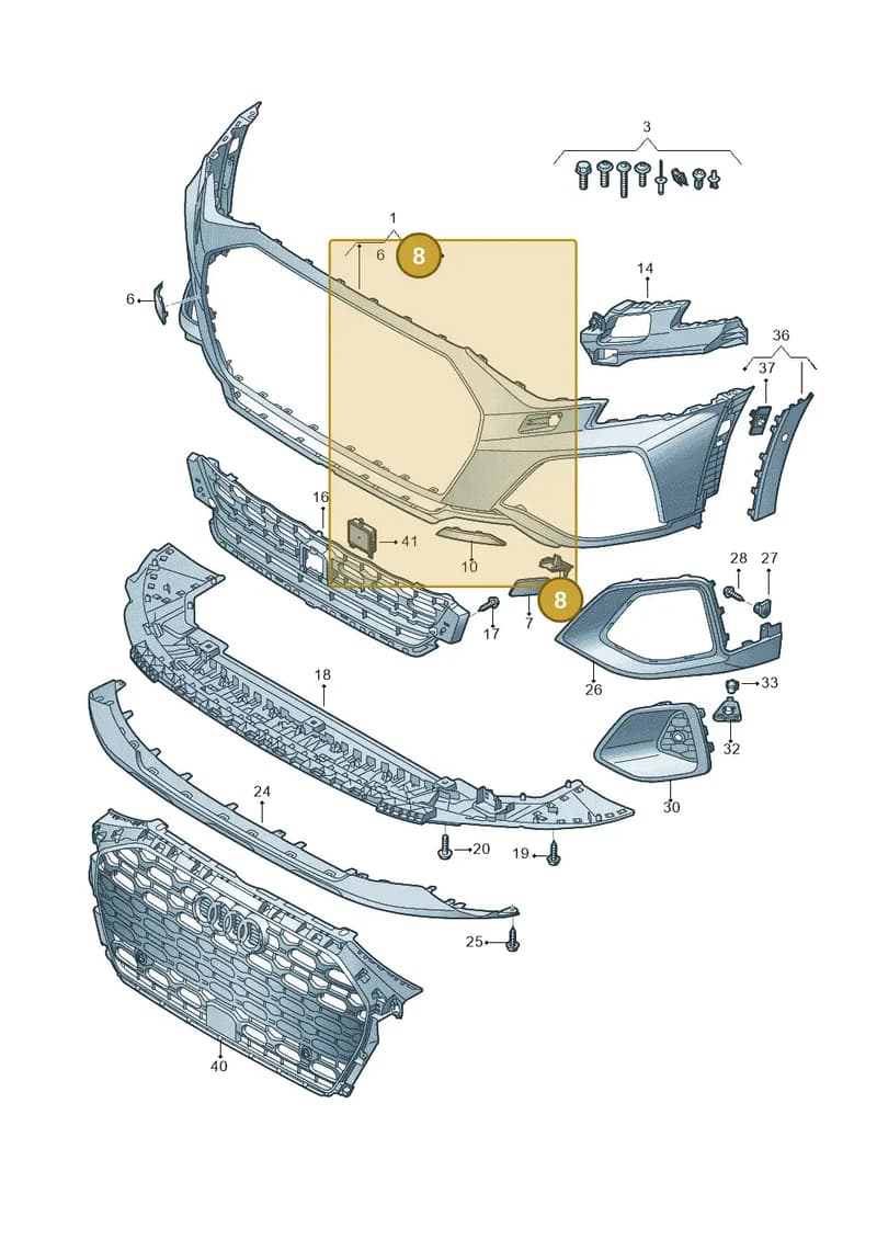 8Y0955159 — Audi A3 Sportback (2019-2025) diagram 596807300, position 8