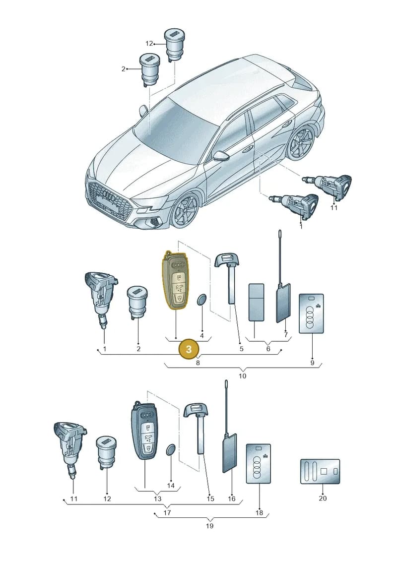 8Y0959754DDROH — Audi A3 Sportback (2019-2025) diagram 596837010, position 3