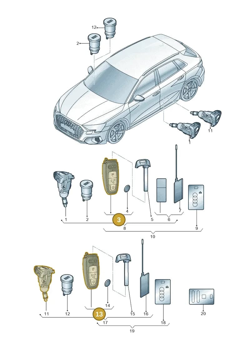 8Y0959754EROH — Audi A3 Sportback (2019-2025) diagram 596837010, position 3+13