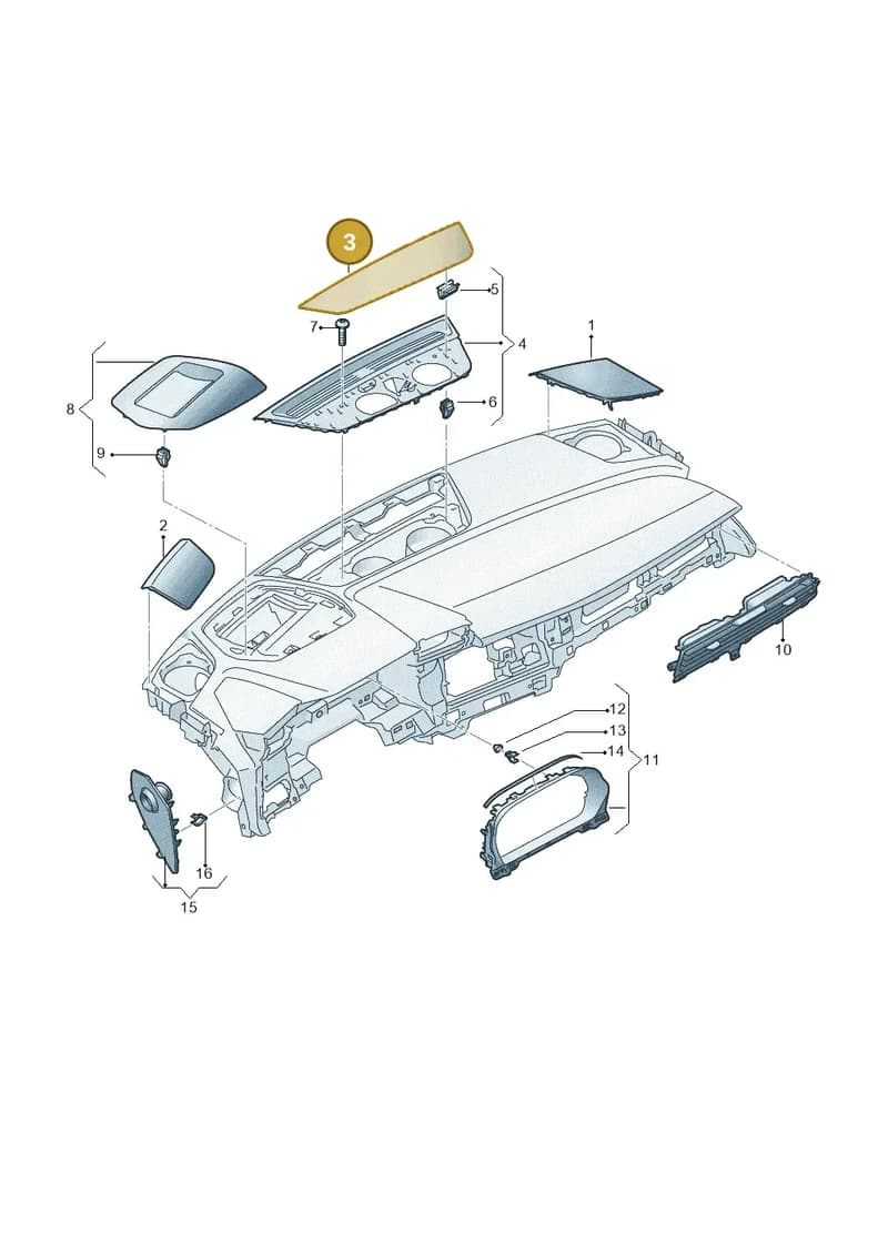 8Y18573676PS — Audi A3 Sportback (2019-2025) diagram 596857150, position 3